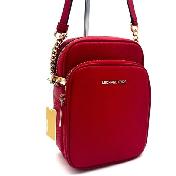 Michael Kors Medium NS Chain Xbody Bag Red/ Gold (NWT) - Picture 1 of 10